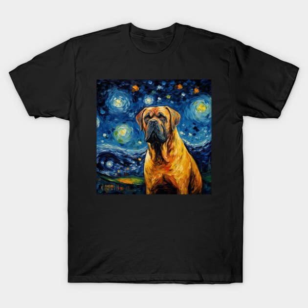 Boerboel dog painted in Van Gogh style T-Shirt by NatashaCuteShop